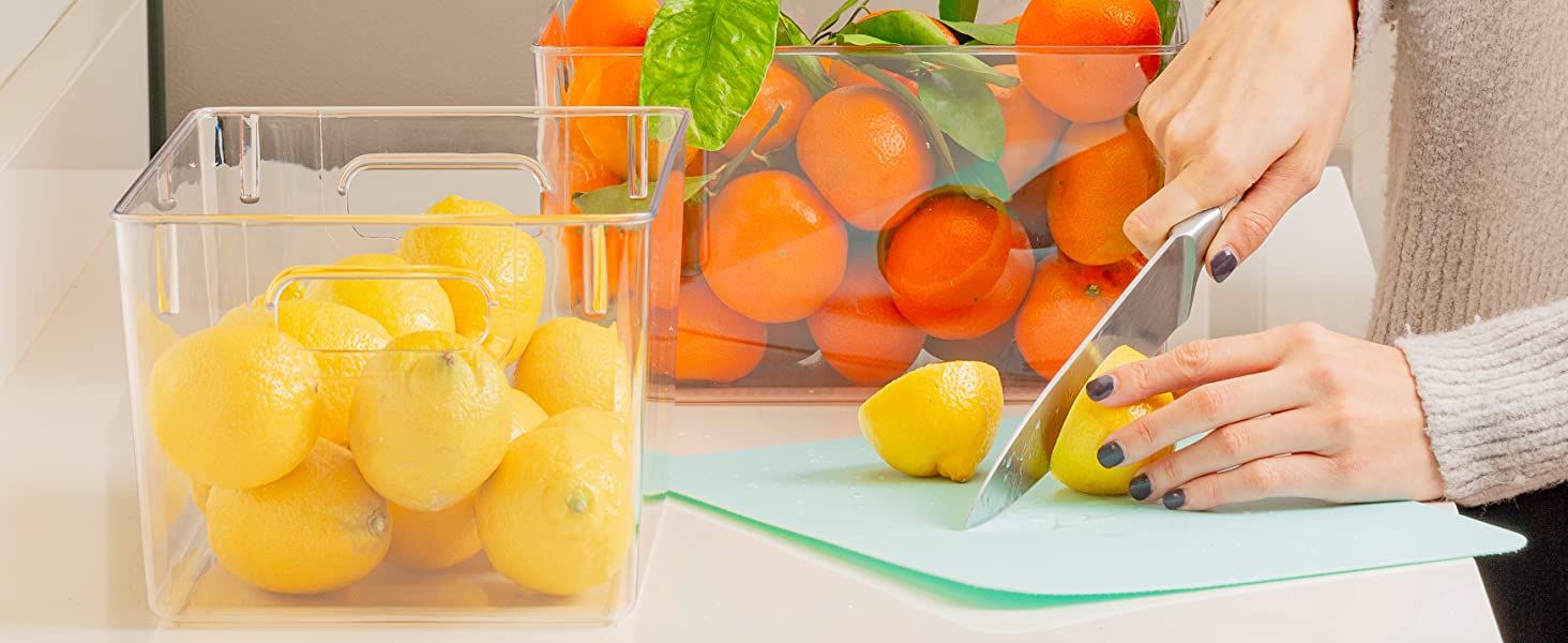 Feshory 4 Pack Extra Large Clear Storage Containers Pantry Organiser