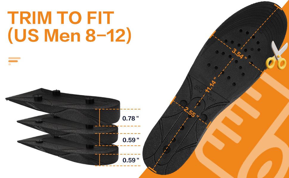 ERGOfoot Height Increase Insoles for Men, Adjustable 4
