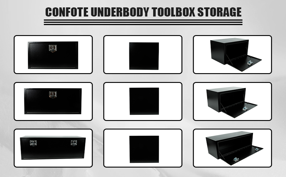confote Black Steel Underbody Truck Tool Box with THandle