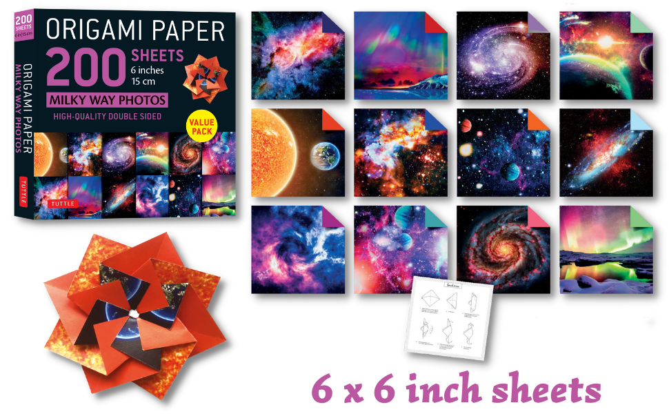 Origami Paper 200 sheets Milky Way Photos 6" (15 cm) Tuttle Origami