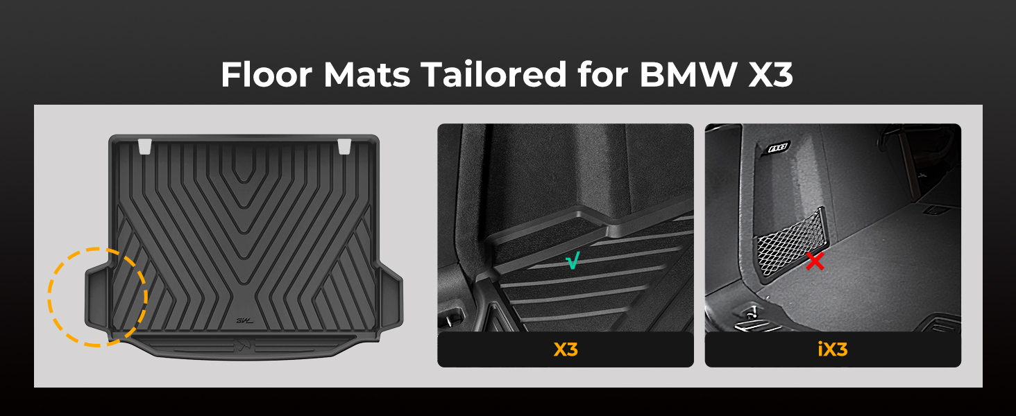 3W TPE All Weather Custom Boot mat for BMW New X3 X4 20182023 G01
