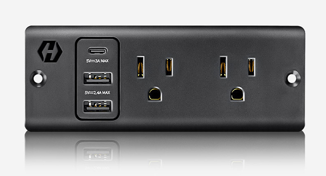 computer desk with power outlets