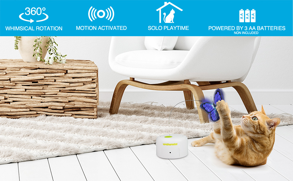ALL FOR PAWS Interactive Motion Activate Cat Butterfly Toy, Flutter Bug