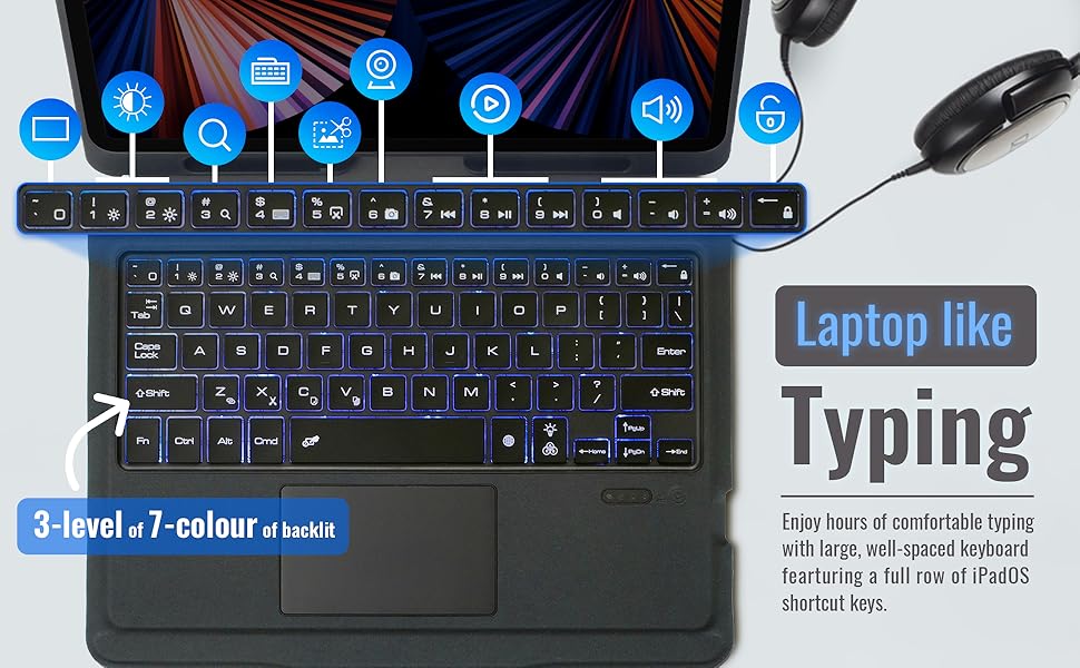 iXTRA Detachable Keyboard Case for iPad Air 11 inch 2024 (M2), iPad Pro