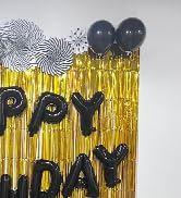 Gold Tinsel Backdrop Party Decorations, Melsan 3.2 x 8 ft Foil Fringe Curtains Party Backdrop for...