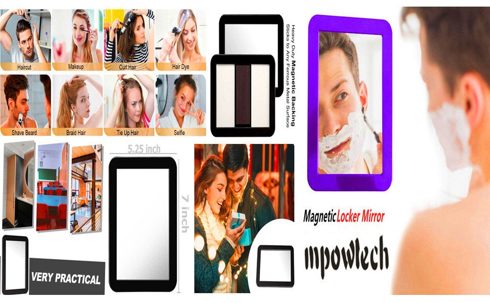 Magnetic Locker Mirror, Small Mirrors for Locker with Magnetic Backing,Mirrors for School Locker