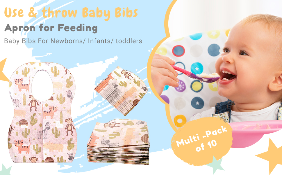 THE LITTLE LOOKERS Disposable Use & Throw Baby Bibs/Disposable Feeding