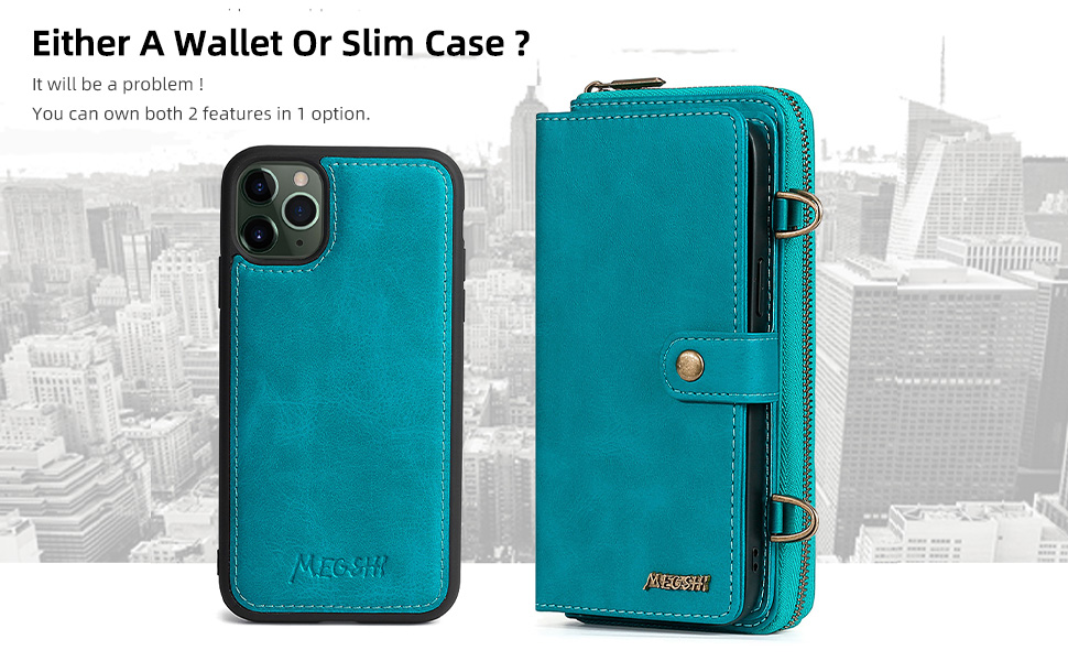 TwoHead for iPhone 13 Pro Wallet Case, MultiFunction