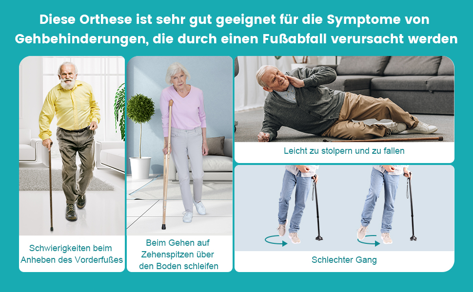 Fußorthese für Fußheber Schwäche, Fußschiene für Fallfuß, Knöchelbandage für Fußheberparese ...