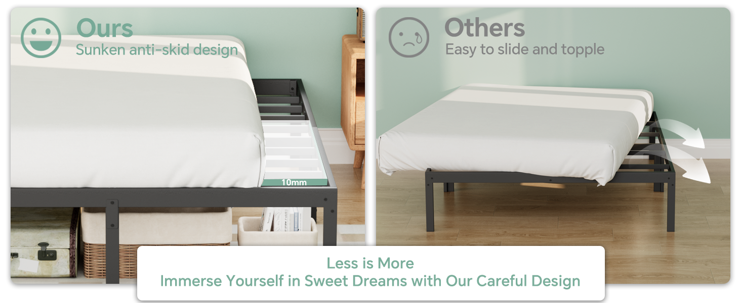 FEMOND Twin Bed Frame with Headboard and Footboard, 14 Inch