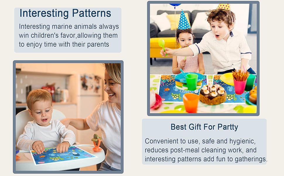 Disposable Stickon placemats for Baby&Toddler&Kids, Sticky Table Cover placemats