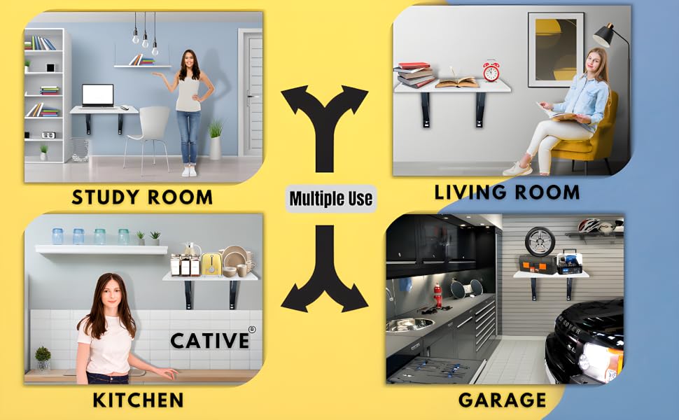 CATIVE Wall Mounted Table Folding Shelf/Study Table/Work Table/Laptop Table/Large Wall Mounting