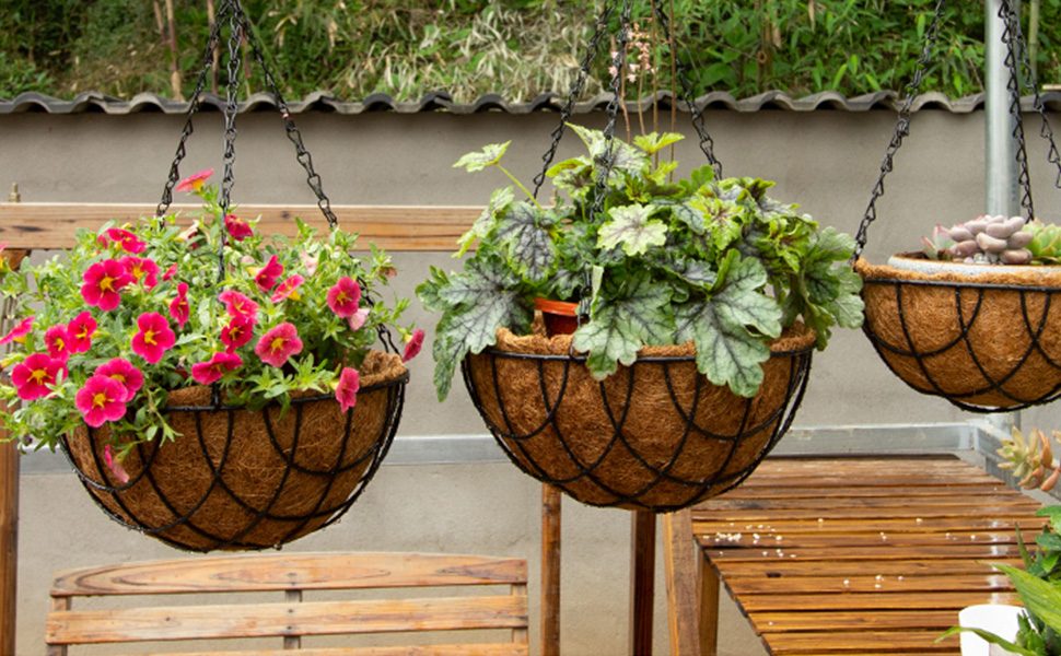 EEEKit 3 Pack 12 inch Round Hanging Basket Coco Fiber Liners, Coconut