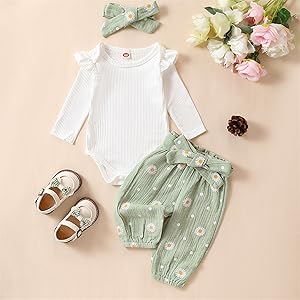 baby girl clothes 0-3 months fall winter onesies long sleeve white onesies clothing pants set