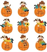 FYSUIMU 45 Pcs Fall Thanksgiving Cutouts Scarecrow Pumpkin Cut-Outs Autumn Cartoon Paper Cutting ...