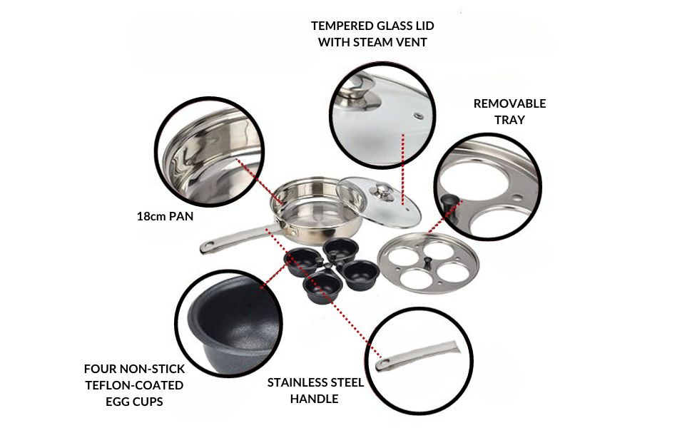 Aspect Stainless Steel Egg Poacher 18cm With NonStick Insert