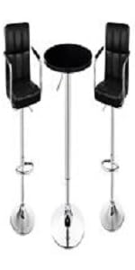 3-Piece Round Swivel Adjustable Bar Table with Two Bar stools with Arms