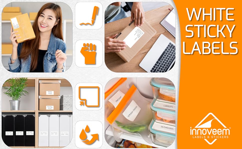 White Sticky Labels Self Adhesive 42 White Stickers Labels with