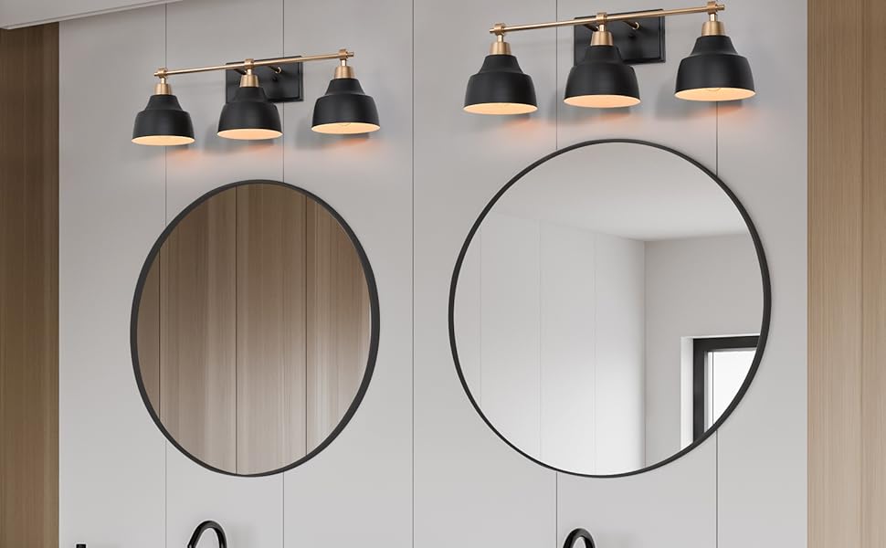 black and gold bathroom light