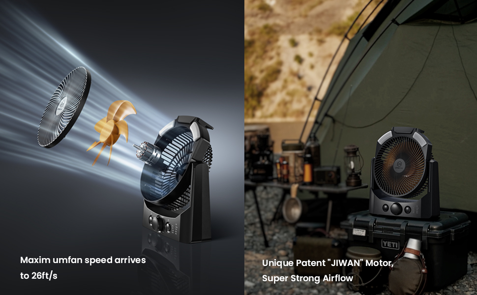 Camping Fan with LED Lantern, 8 Inch DCell Battery Operated Desk Fan with Timer