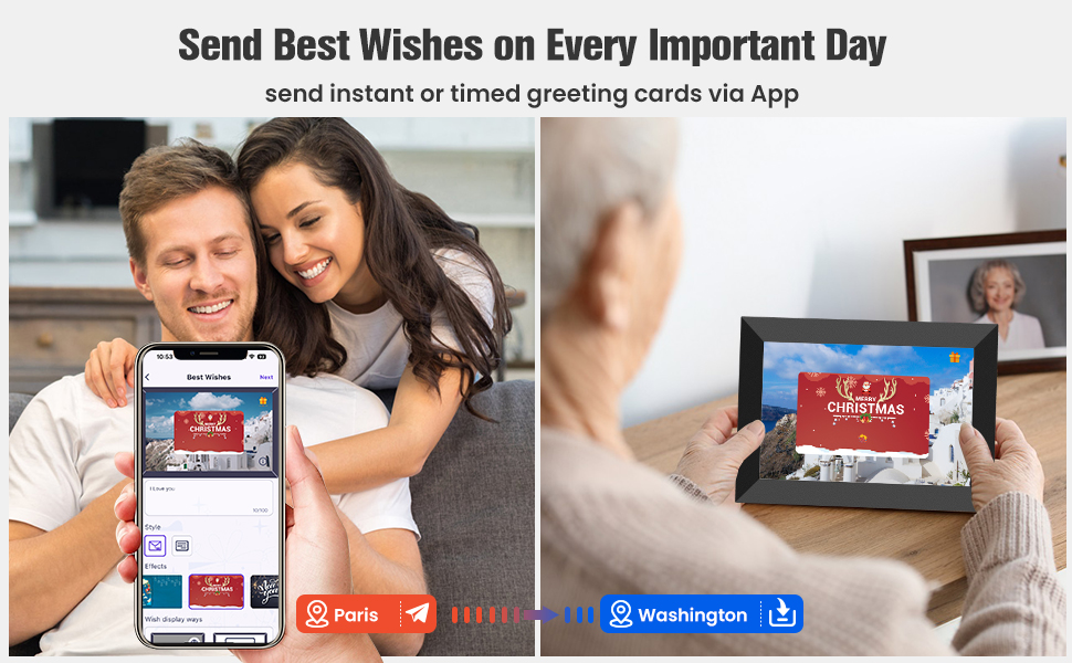 BIGASUO 2 Pack WiFi Digital Picture Frame, IPS HD Touch Screen Cloud Electric