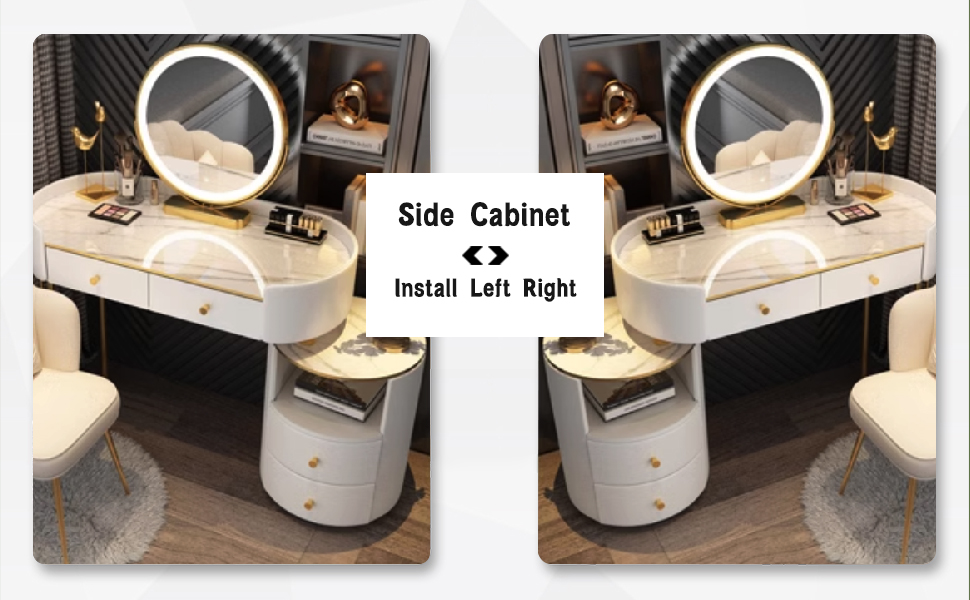Vanity Desk with Cushioned Stool Set for Bedroom
