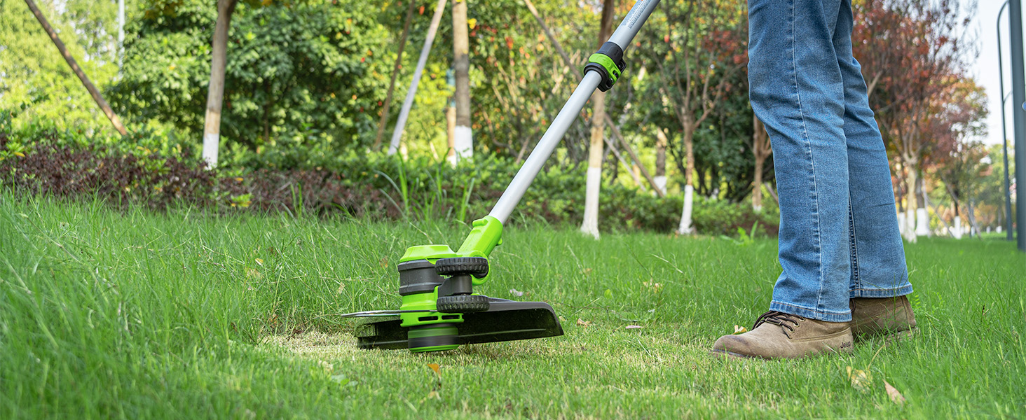 Greenworks 40V Coupe Bordure Sans Fil avec Roue pour Petits et Moyens Jardins, Largeur Coupe 33