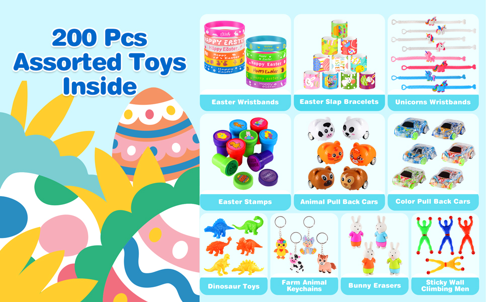 Gloween 50 Pack Prefilled Easter Eggs with Assorted Toys