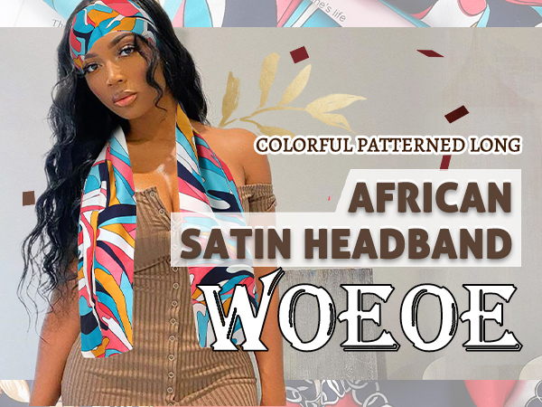 Woeoe African Lace Head Edge Wrap Colorful Pattern Satin
