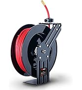 ReelWorks Air Hose Reel Retractable 3/8" Inch x 50' Feet Hybrid Polymer Hose, Max. 300 PSI Compre...