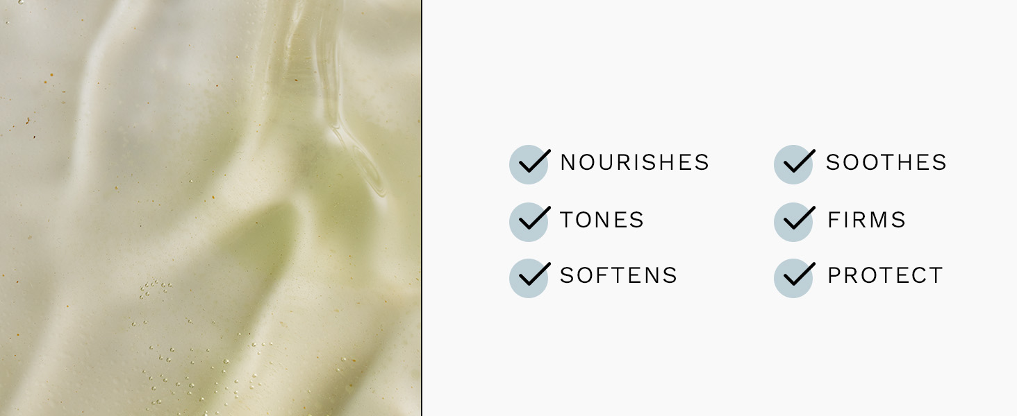 nourishes soothes firms protects softens tones