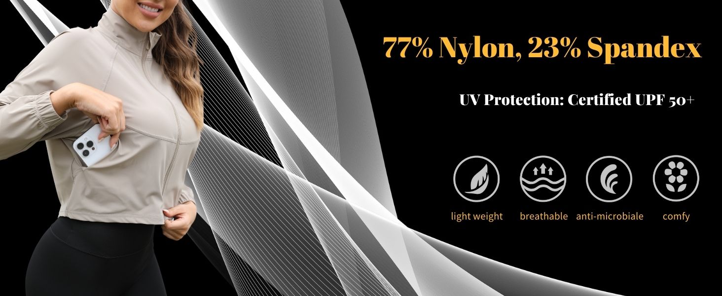 happlan womens workout running track yoga jacket sport wear upf50+ zipper up