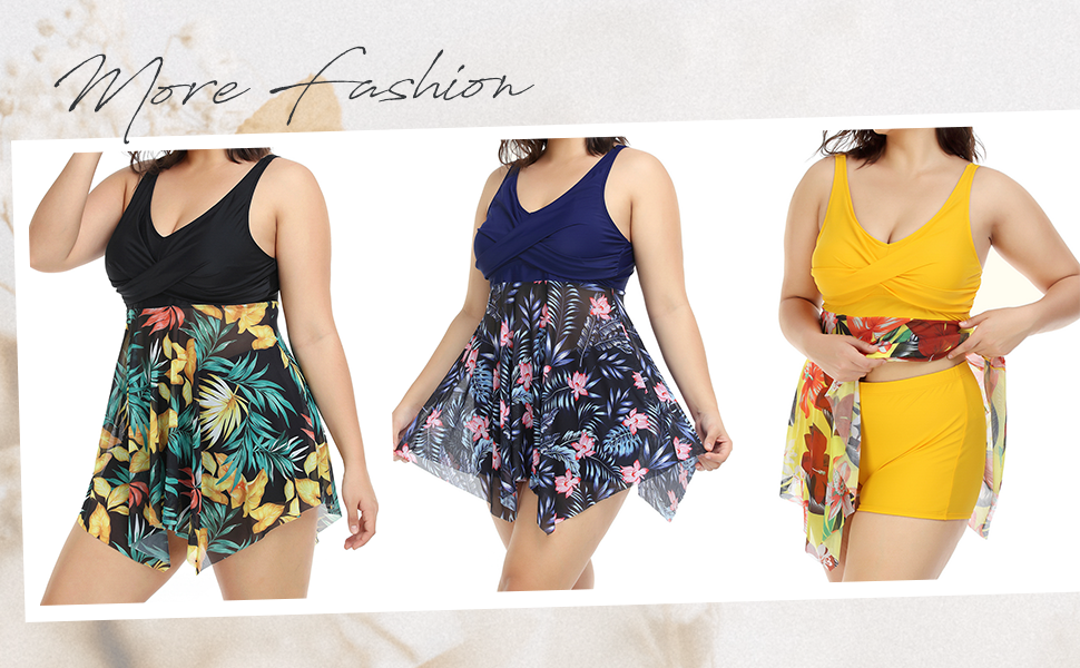 Amazon.com: CUPSHE Women Plus Size Bathing Suit Two Piece Tankini ...