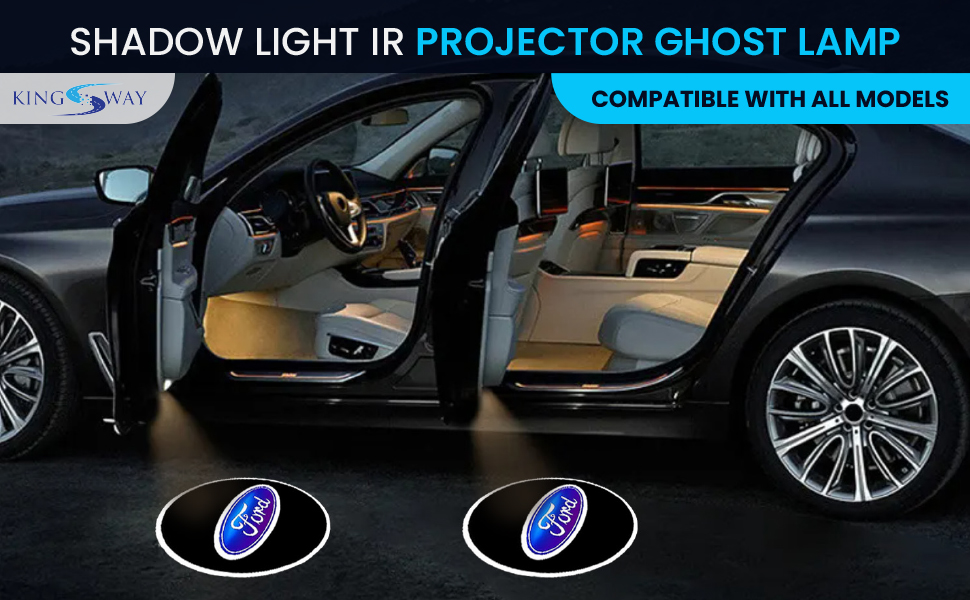 KINGSWAY Ford Shadow Light IR Projector Ghost Lamp, Ambient Light, 3D Welcome Design