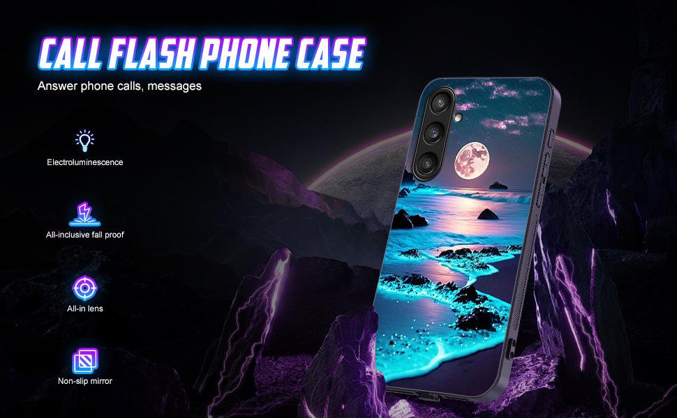 Call flash phone case blue beach,electro luminescence,all-inclusive fall proof,all-in lens