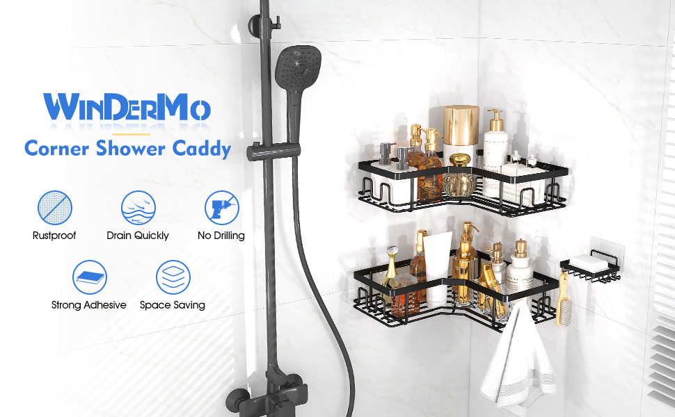 WinDerMo Corner Shower Shelves Caddy, Bathroom Shower Shelf