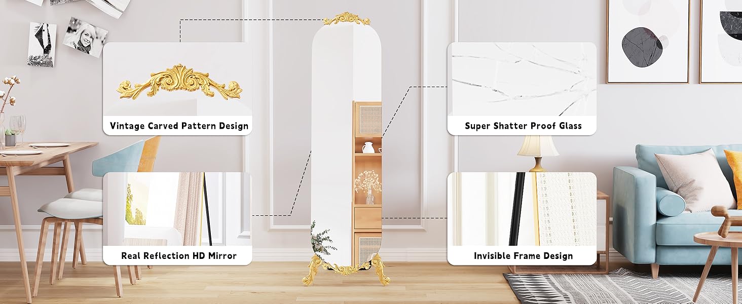 Arched Full length mirror with stand