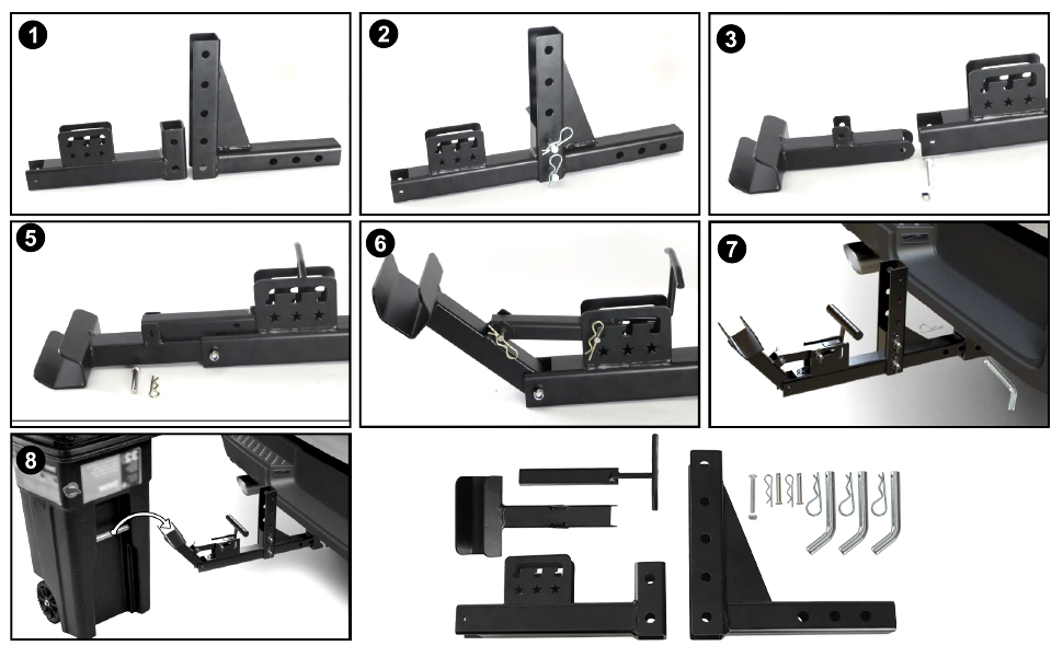 DING.PAI Trash Can Transporter Trailer Hitch with 2 Inch