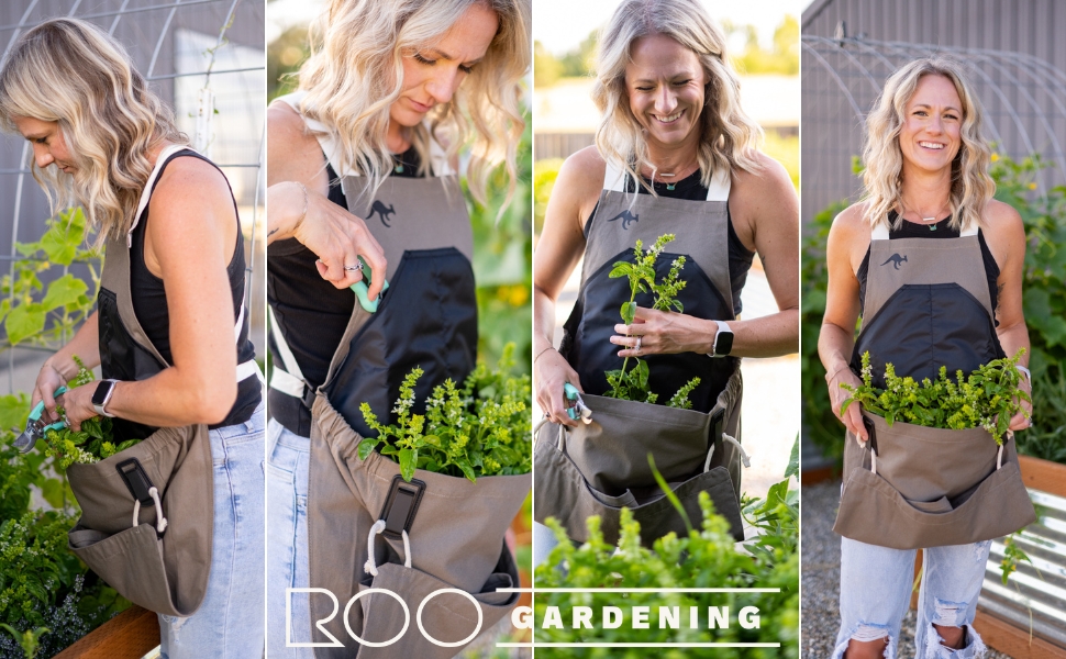 The Roo Gardening Apron With Pockets for Tools and Harvesting Pouch - for Men and Women