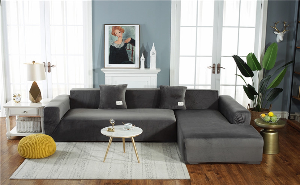 2 Pieces Sofa Cover for LShape Sectional Sofa, Super Stretch Sectional