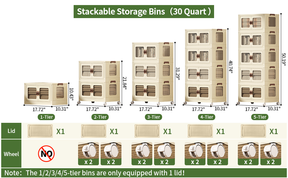 villertech Stackable Storage Bins 30 Qt, Folding Storage