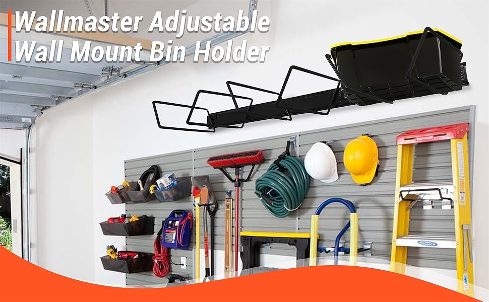 Wallmaster 9 Pack Adjustable Storage Bin Holder,Tote rack