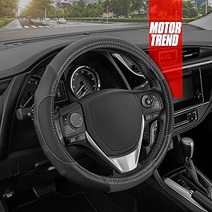 motor trend gray carbon fiber steering wheel cover