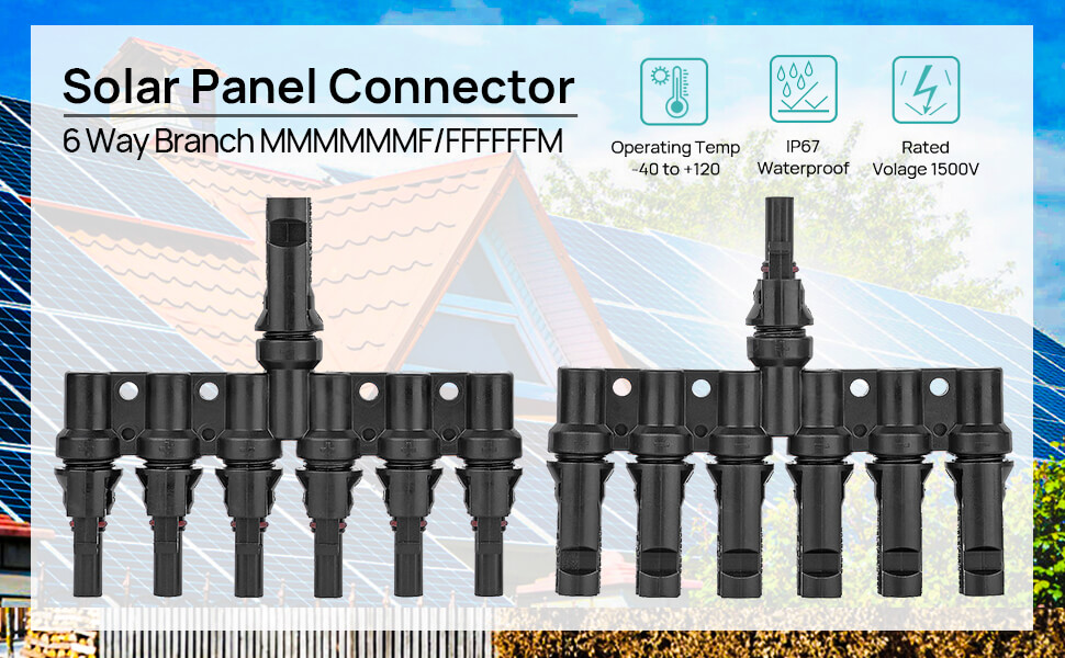 1 to 6 Solar Panel Connector - 6 Way Y Branch DIY Mount Tool Solar ...