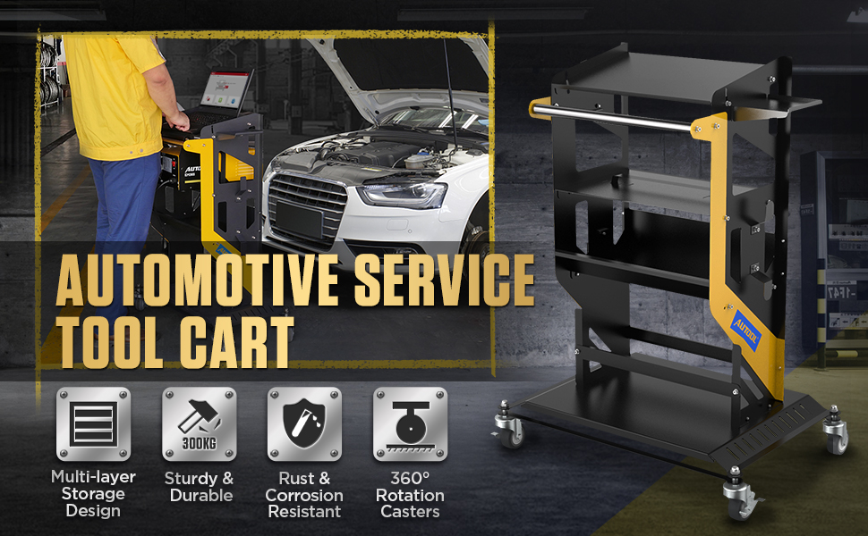 3 Tier Rolling Tool Cart, 330 LBS Capacity Heavy Duty