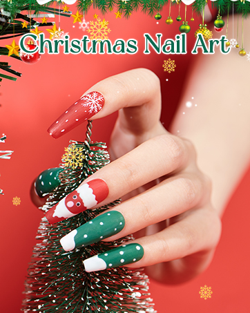 Phoenixy UV LED Soak Off Gel Nail Polish Set, 40 Pcs Gel Nail Polish with Glossy Matte Base Top Coat, Orange Blue Gel Nail Polish Kit Gift for Women (Glass Bottle) 18 Christmas Nail Art