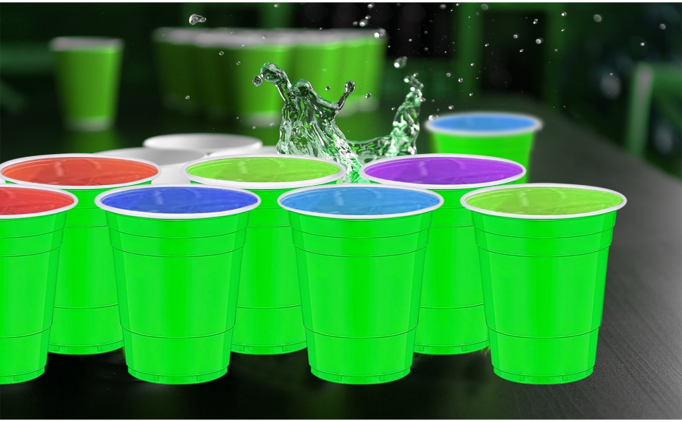 cssopenss 120 pcs 16 oz Green plastic cups 16 oz Green solo