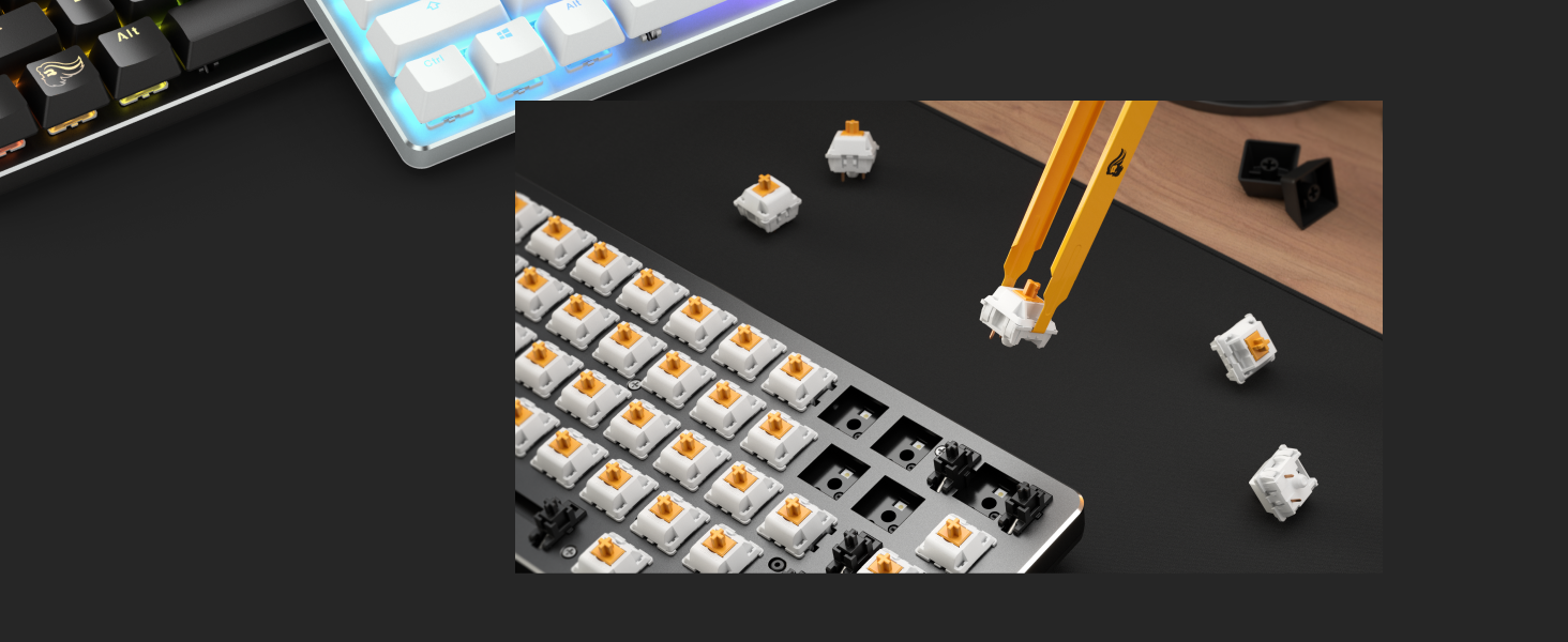 Glorious Gaming GMMK, Mechanisches Gaming-Keyboard, Gateron Brown Schalter, Doubleshot-Kappen