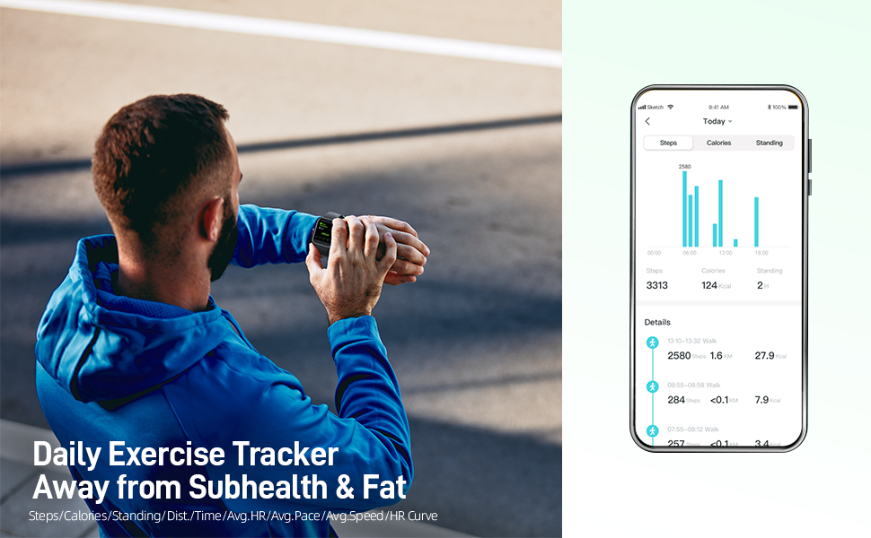 fitness tracker with heart rate tracker blood oxygen sleep monitor step counter
