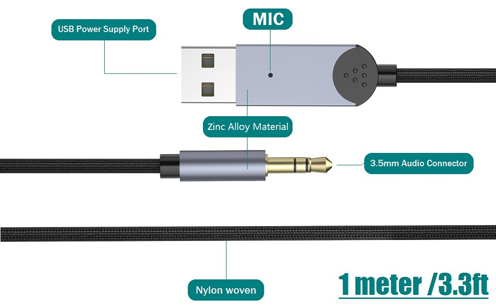 sunshot Bluetooth 5.0 Car Receiver, USB DAC Aux to
